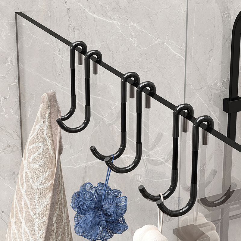 速发卫生间洗漱玻便挂钩洗澡璃捷弯钩巾打孔强力承重毛巾浴免悬挂