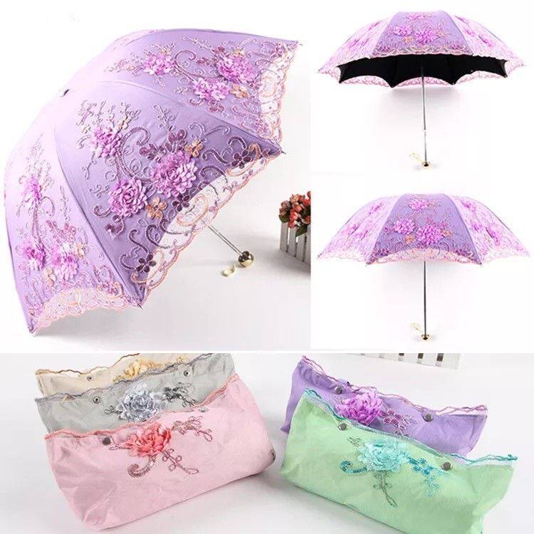 现货速发太伞蕾丝刺绣双层雨伞折叠晴雨两用公主遮洋伞