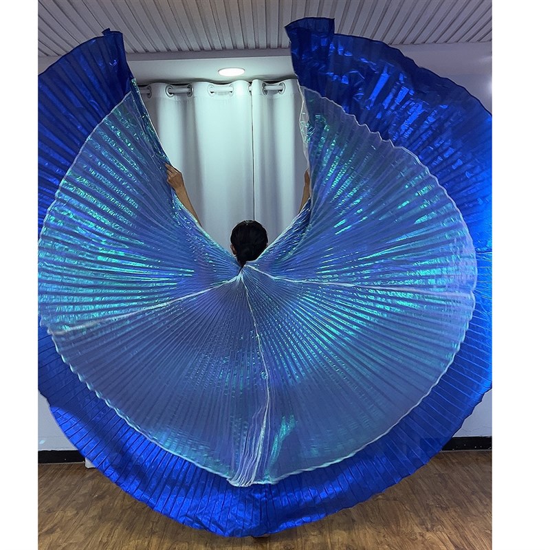 速发新款肚皮舞金双层透明白表宝蓝东方舞埃及演出道具服演色装服