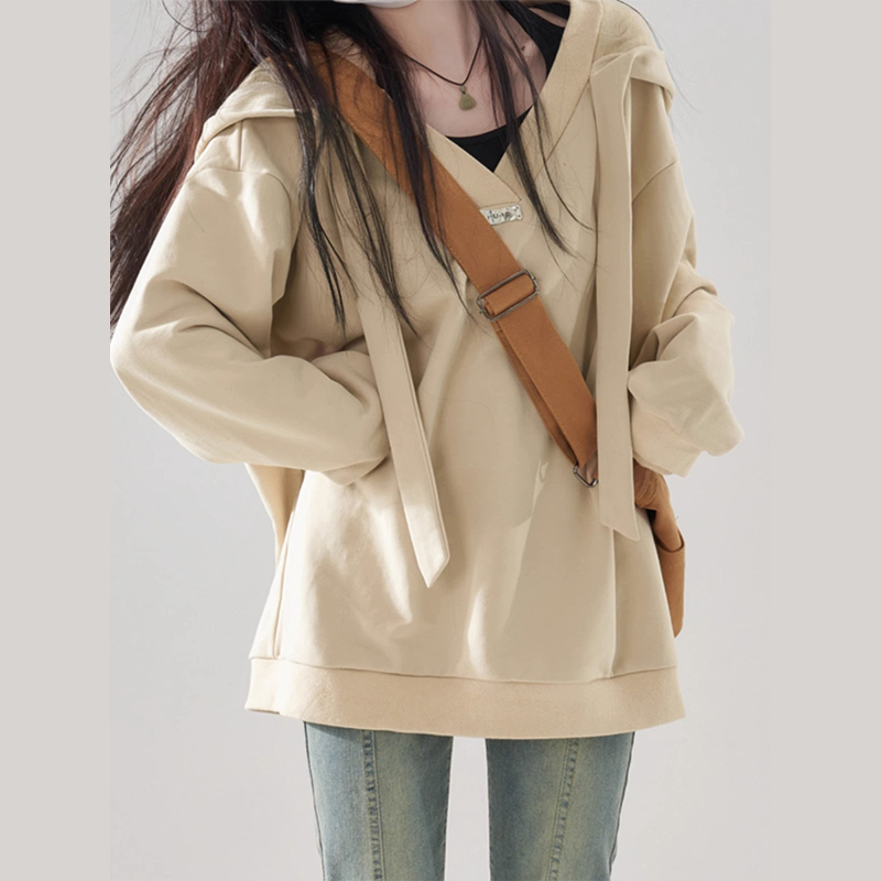 速发美式复古连帽卫s春o024新款2ver衣ize高级感韩系慵懒风外套