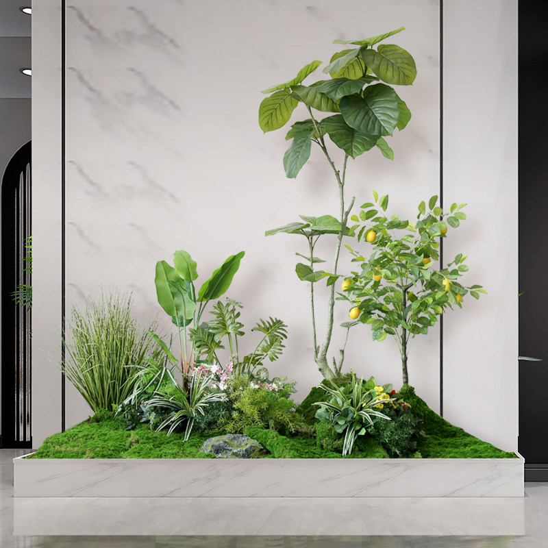 速发新款露营风户外绿植草景橱厅酒店餐窗花槽布置假植物青苔造坪