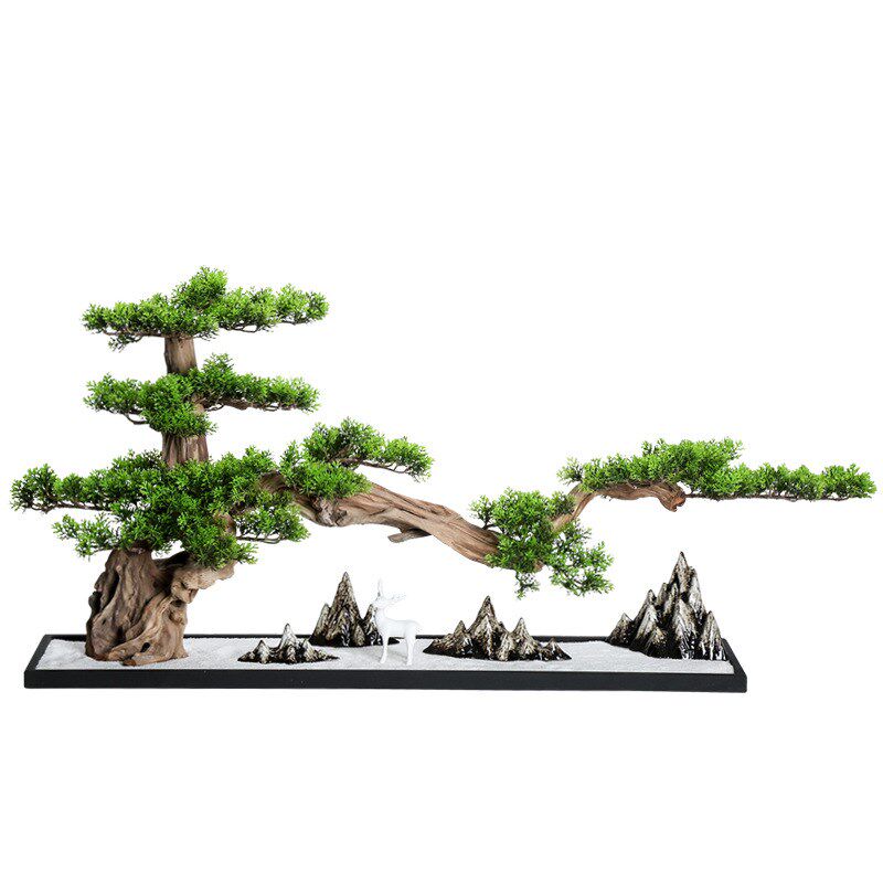 现货速发大型迎客松摆件盆景摆件家居饰品玄关酒店会所售楼处装饰