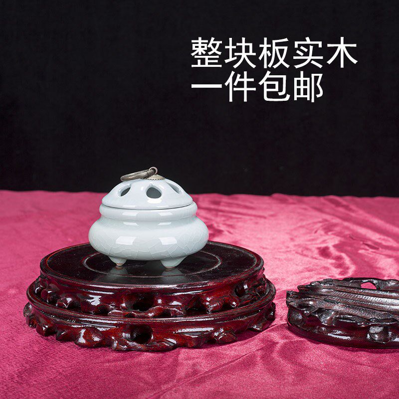速发木质底座花瓶聚宝盆香炉摆盘座底紫砂壶玉玺石头印章底托托件
