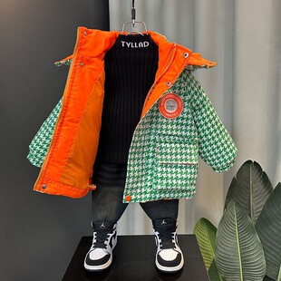 男童羽绒服2024新款冬季加厚宝宝冬装外套儿童中长款男款洋气小童