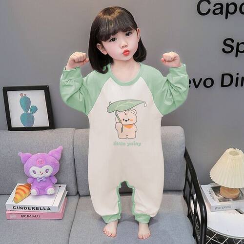 新款儿童连体睡衣春秋冬纯棉长袖女童宝宝薄款睡袋夏季空调家居服
