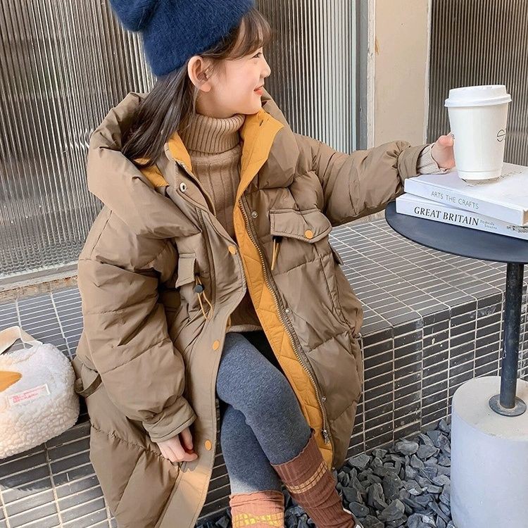 女童羽绒服冬装2025新款洋气儿童加厚90白鸭绒外套冬季中长款上衣