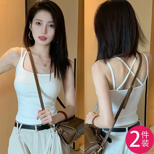 吊带交叉背心女2026新款显瘦内搭打底修身外穿辣妹美背抹胸上衣夏