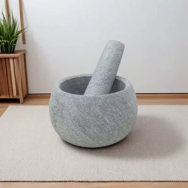 家用石臼天然青石压蒜器研磨器蒜小型农村老式蒜臼子石头大号擂钵