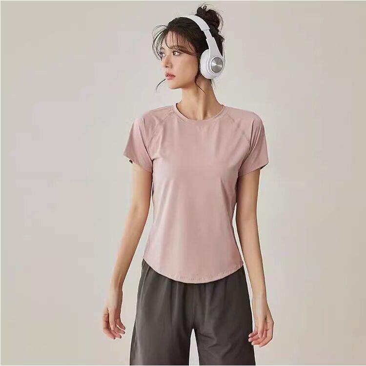 瑜伽服套装女宽松速干运动上衣短袖t恤透气户外跑步训练健身服夏