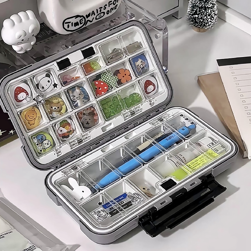 迷你痛盒小食量桌面收纳萌粒谷子分格带盖储物整理展示文具ins风