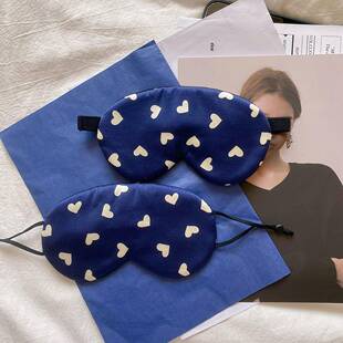 无耻宝贝克莱恩蓝桃心印花真丝眼罩定制颜色超级特别~
