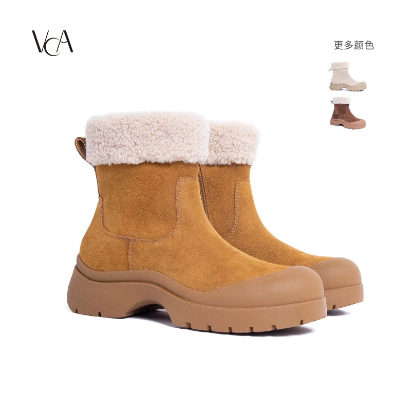 VCA雪地靴时尚百搭真皮厚底加绒