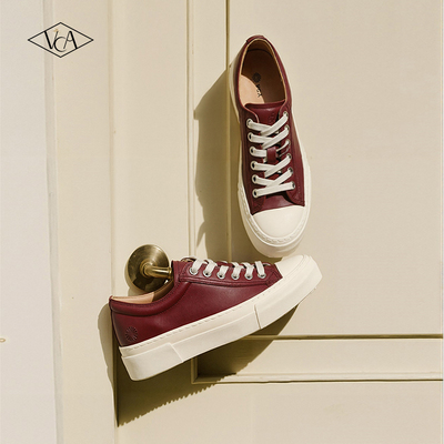 VCA（女鞋）厚底鞋女增高板鞋2025新款圆头真牛皮休闲鞋复古鞋子