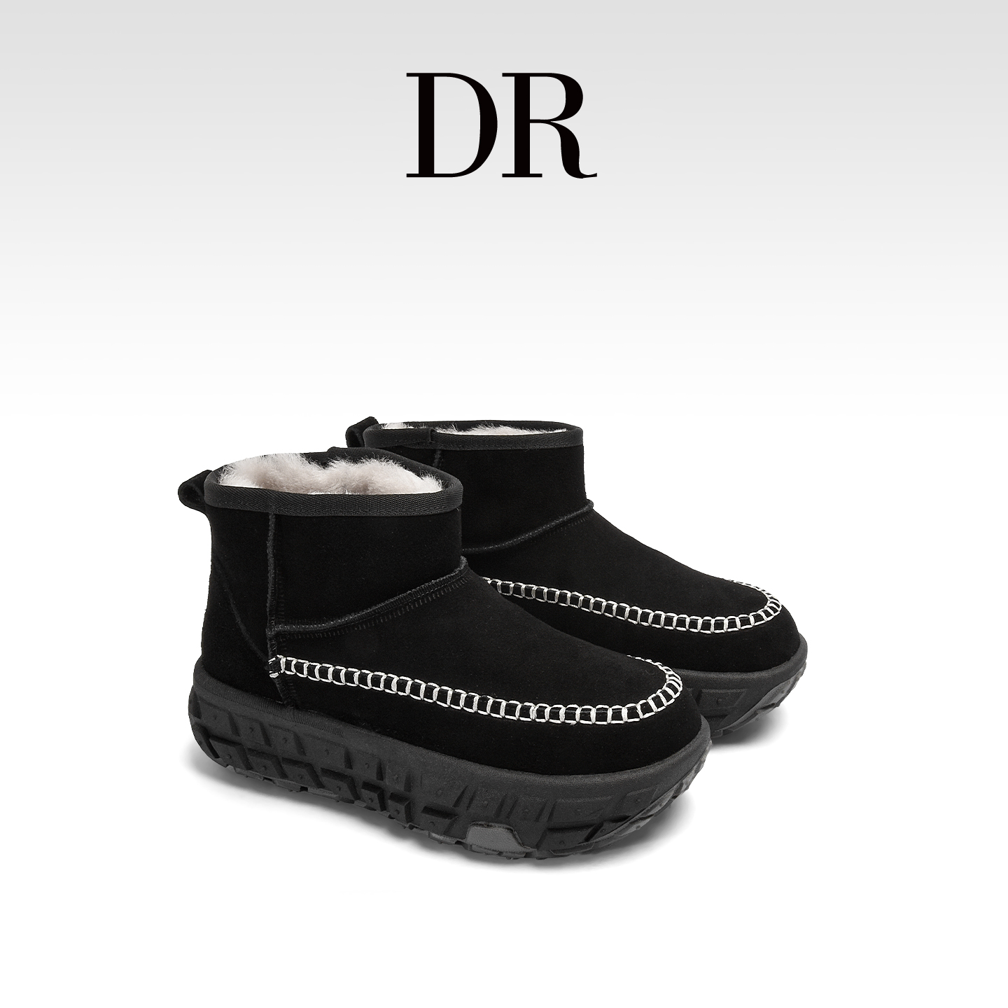 真皮小个子轮胎厚底加绒雪地靴