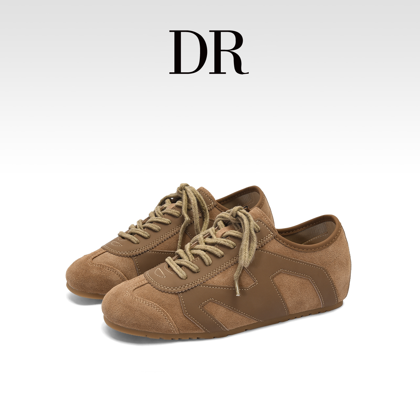 复古休闲内增高美拉德棕色德训鞋