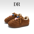 DR官方正品加绒丑萌德训鞋女2025冬季新款保暖面包板鞋加厚勃肯鞋