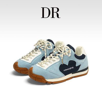 真皮拼色百搭厚底增高复古德训鞋