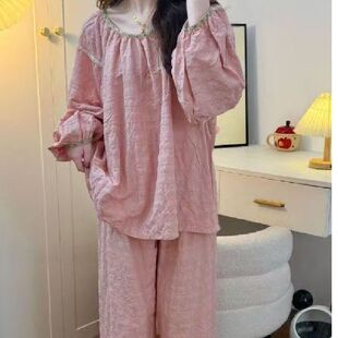 国风睡衣女款2026新款夏季云朵棉短袖长裤甜美高级家居服套装外穿