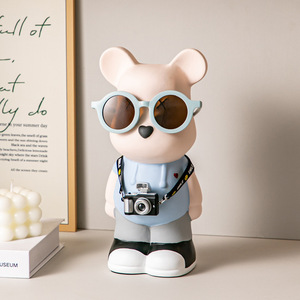 网红暴力熊存钱罐卡通创意现代客厅装饰品简约家居电视柜陶瓷摆件