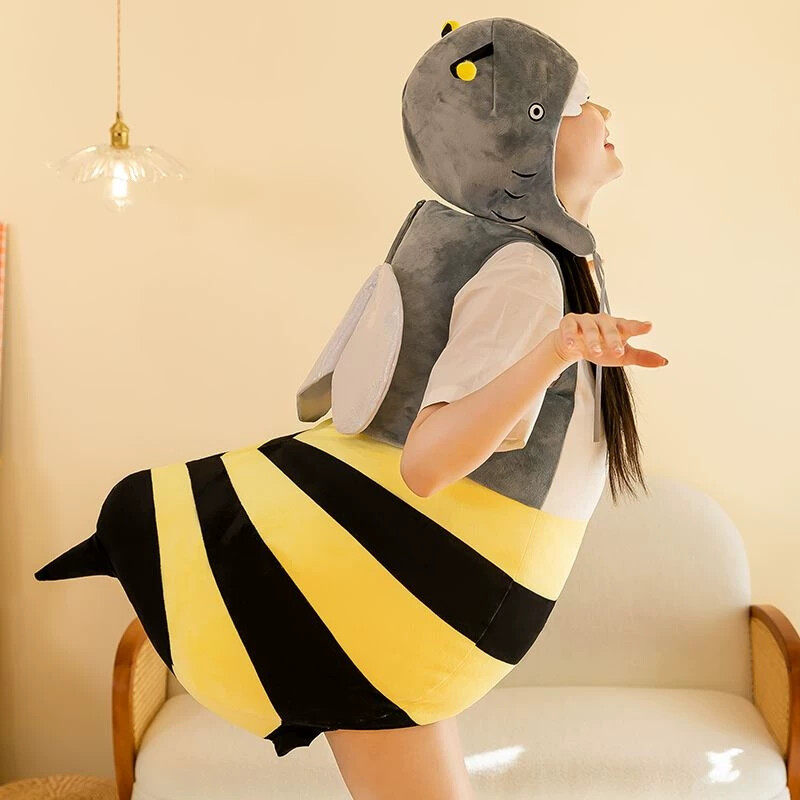 鲨鱼服装小蜜蜂玩偶衣服可穿戴演出成人儿童款鲨鱼搞怪人偶套装