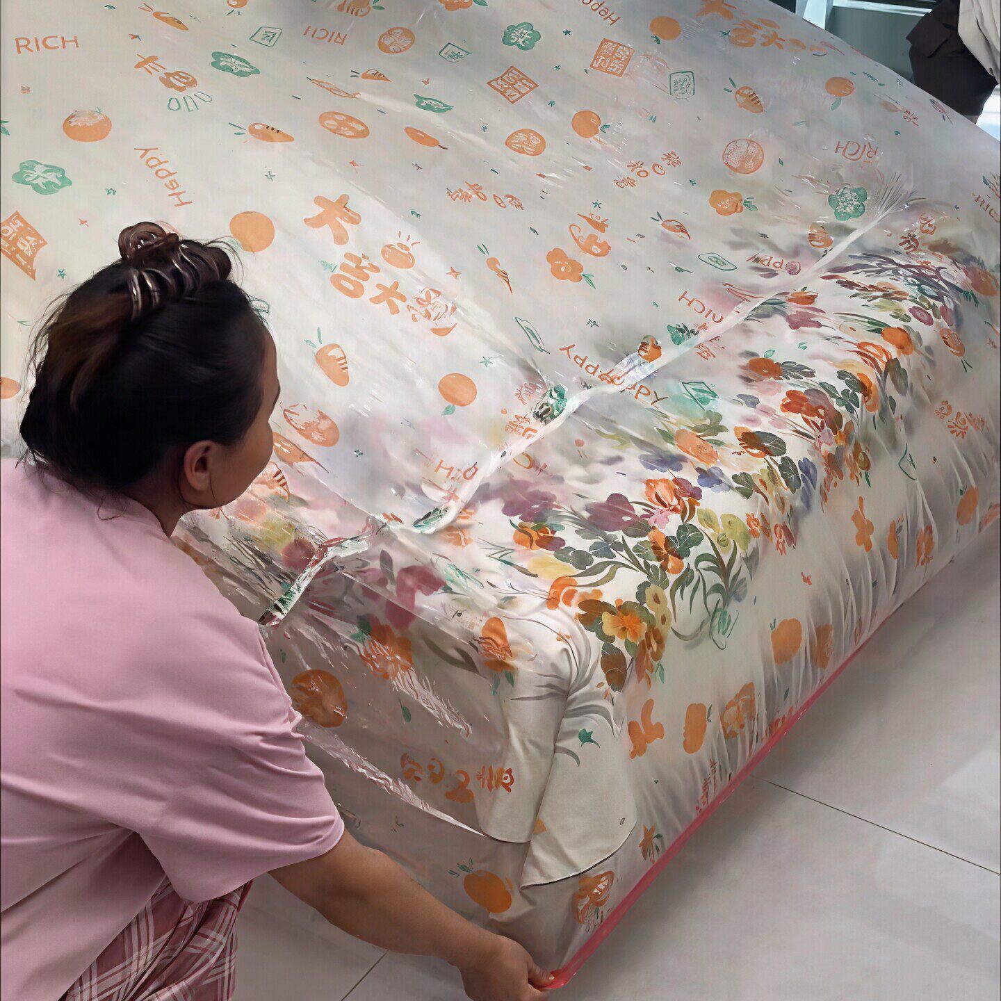 家具防尘膜卡通印花松紧束口床铺床罩全盖全包沙发家具遮灰防尘套