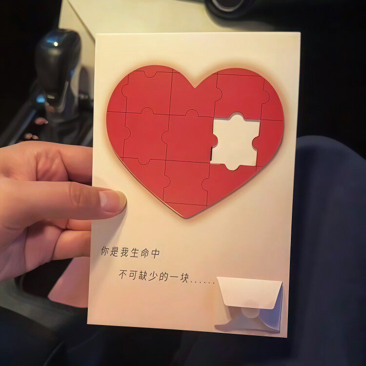 爱心拼图录音贺卡送对象生日卡片心形贺卡婚礼送闺蜜学生表白神器