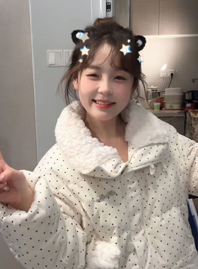 日系甜美小个子短款棉服女学生不臃肿的面包服羊羔毛冬季棉衣外套