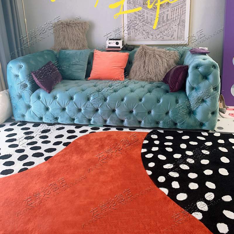 1VPR轻奢红色美式法式样板房客厅沙发卧室床边书房衣帽间手工地毯
