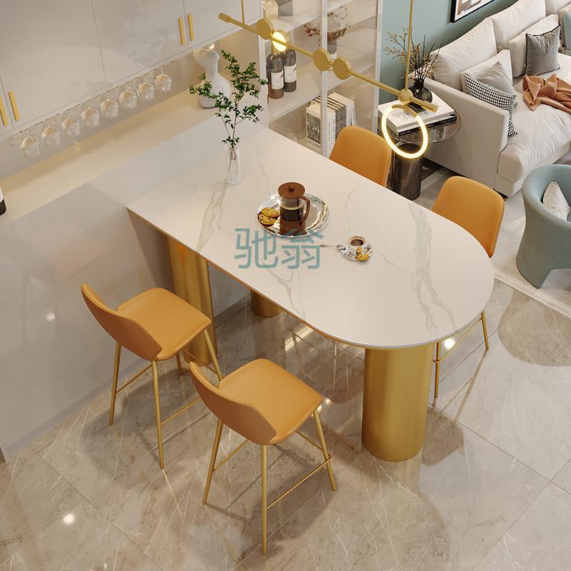 FN6长方形商用一体客厅厨房吧台隔断轻奢家用岛台桌岩板高脚桌休