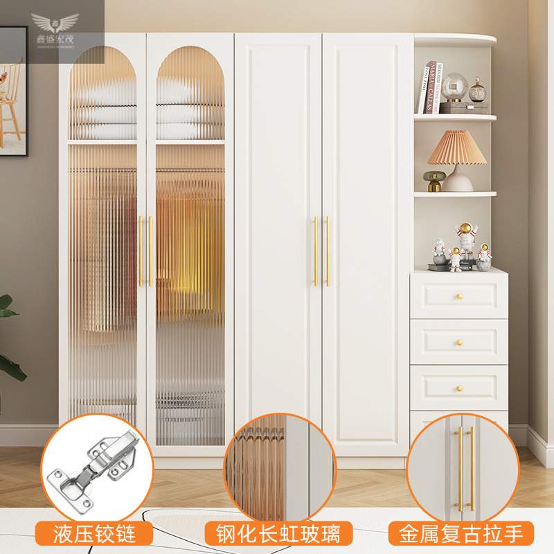 新款现代意式衣柜家用卧室轻奢奶油风简易组装储物柜子儿童收纳衣