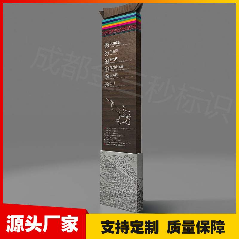 户外公园旅游景区导向牌不锈钢仿木纹标识标牌制作景区标识牌