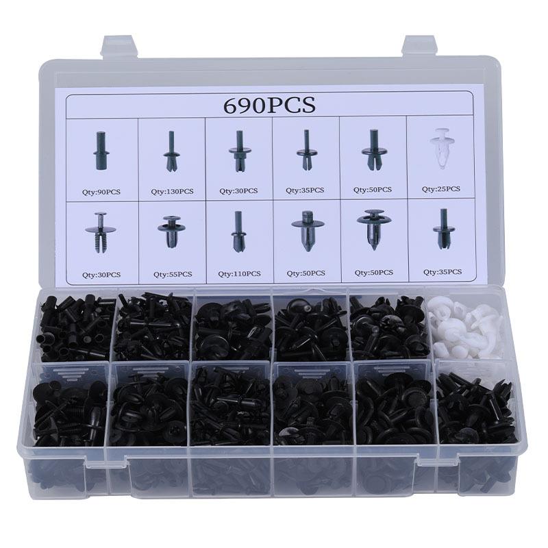 汽车盒装卡扣690PCS通用汽车车身面板内衬内饰主体卡扣HE12