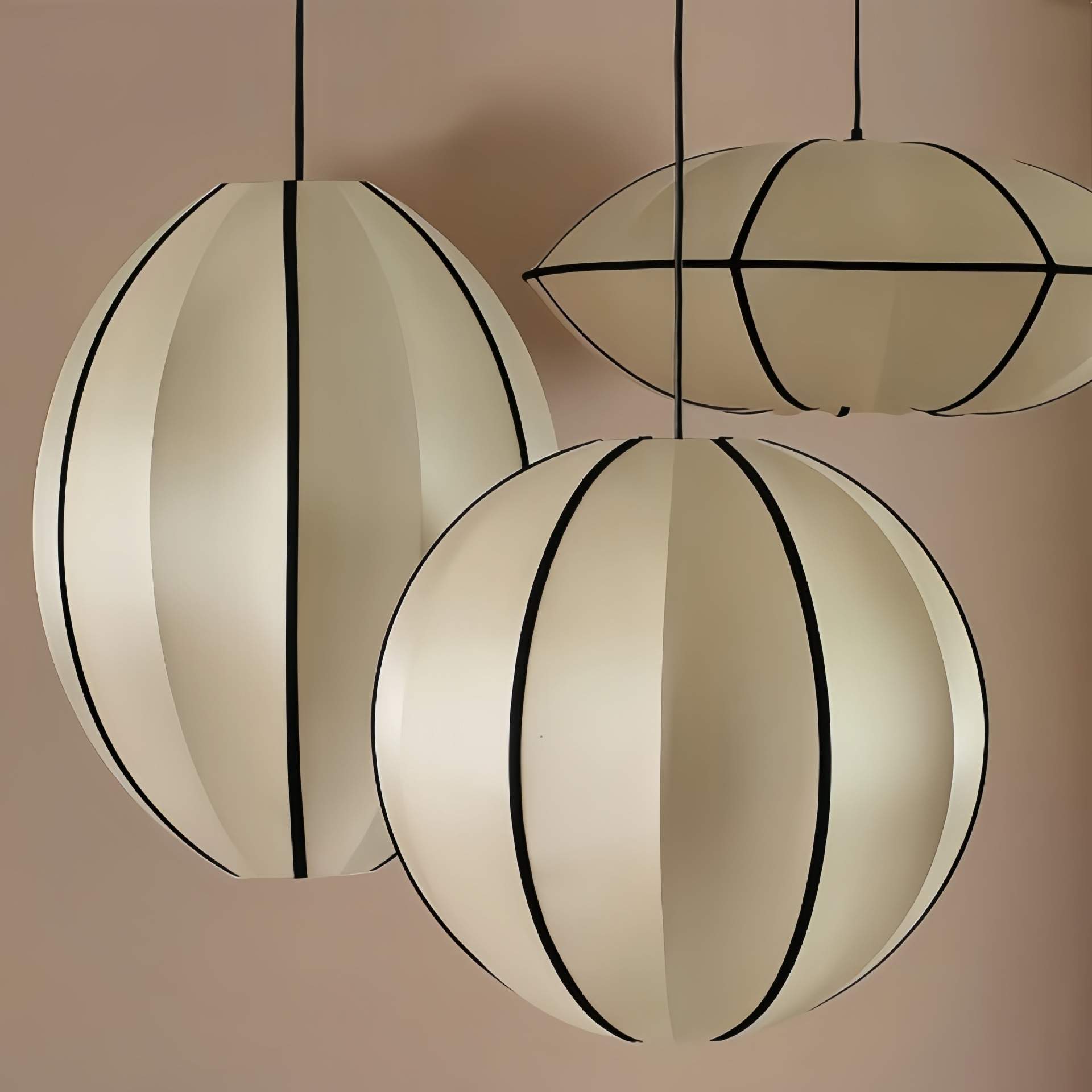 中古餐厅布艺吊灯日式复古卧室茶室灯民宿新中式客厅绸缎灯笼灯具