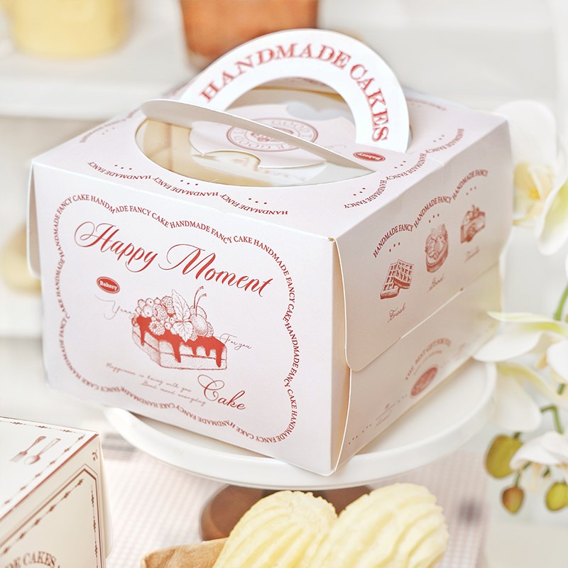 限时9折4寸生日蛋糕盒包装盒子四寸小5寸手提空盒泡芙盒子可定制