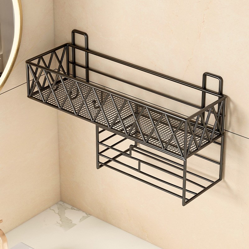卫生间置物架免打孔壁挂厕所洗手间洗漱台墙上浴室洗脸巾收纳架子