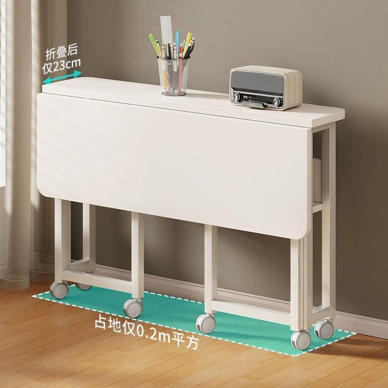 电脑桌台式强承重带轮小桌子家用现代简约风推车式可折叠桌学习桌