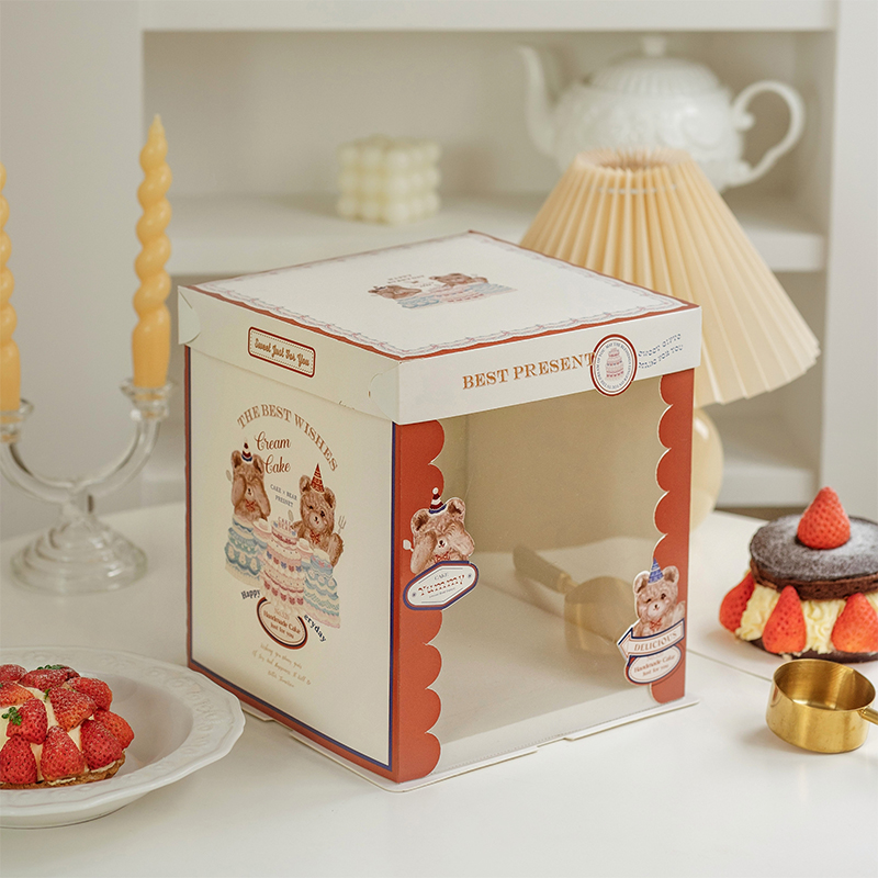 半透明生日蛋糕盒包装盒子6/8/10寸单双层加高网红烘焙手提可定制