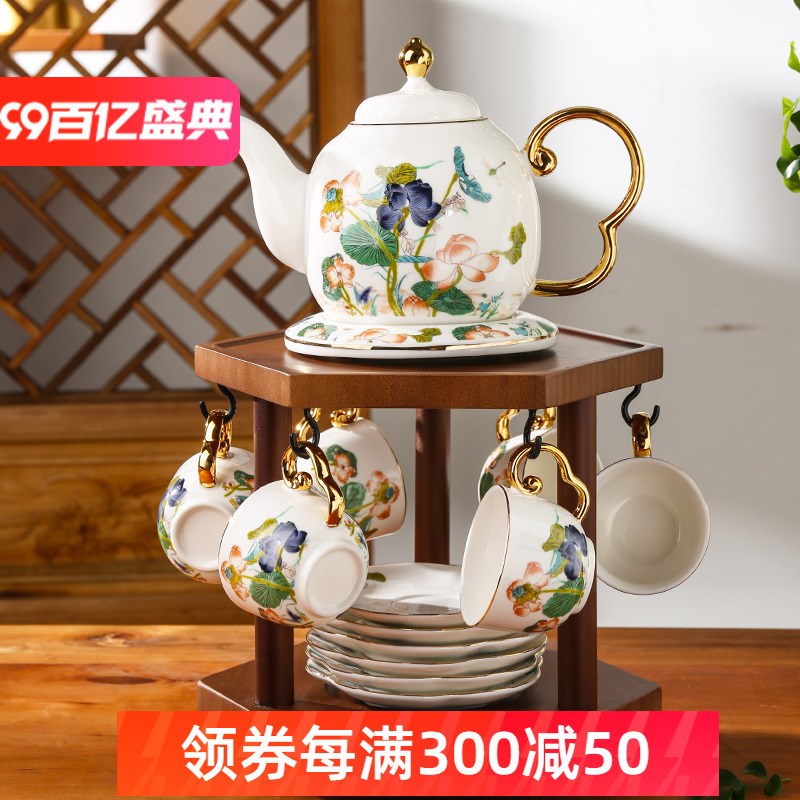 新中式高档陶瓷茶具套装家用客厅水杯水壶杯子套装乔迁新居礼品