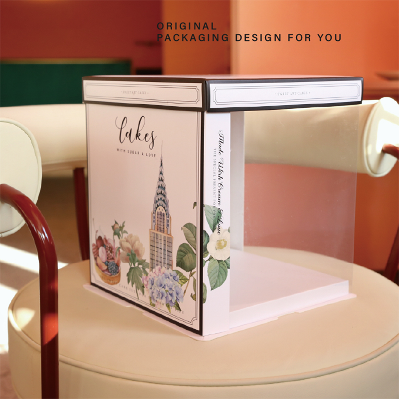 生日半透明蛋糕盒包装盒子6/8/10寸单双层加高烘焙包装可定制logo
