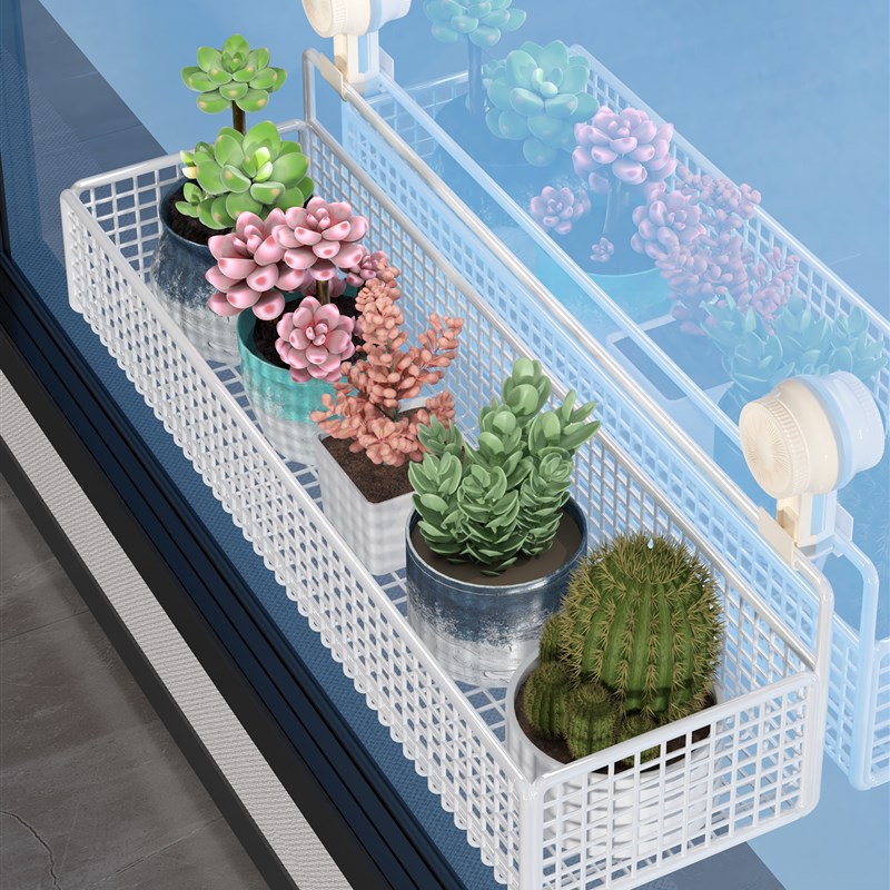 阳台吸盘储物架墙无打孔壁挂式花架挂篮架多肉盆栽储物架