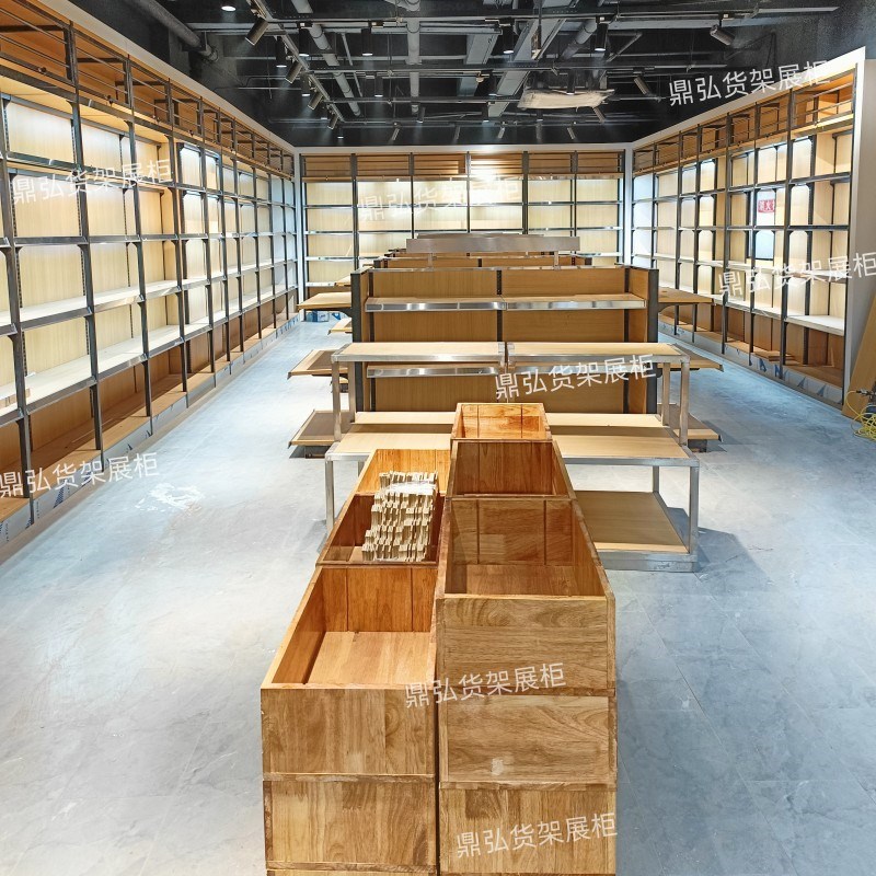 烟酒店1a919酒柜展示柜超市红酒货架白酒架多层钢木靠墙陈列柜商