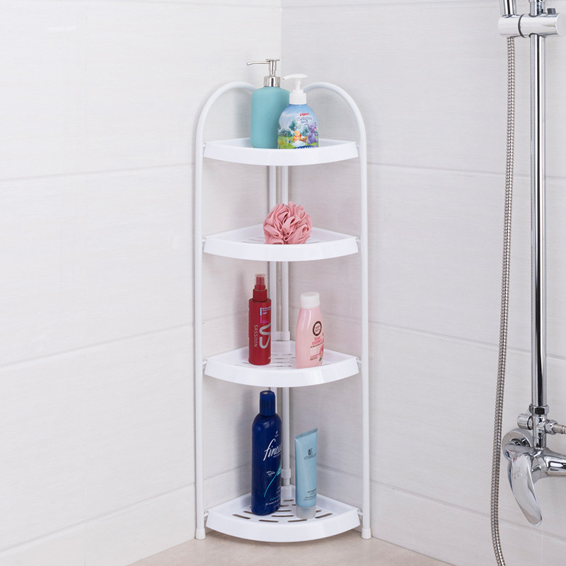 浴室落地置物架卫生间免打孔收纳A架厕所厨房伸缩转角三角塑料架
