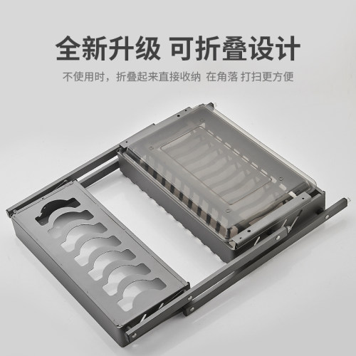 厨房多功能碗架碟架菜盘架橱柜枪B灰色置物架烤箱收纳家用双层台