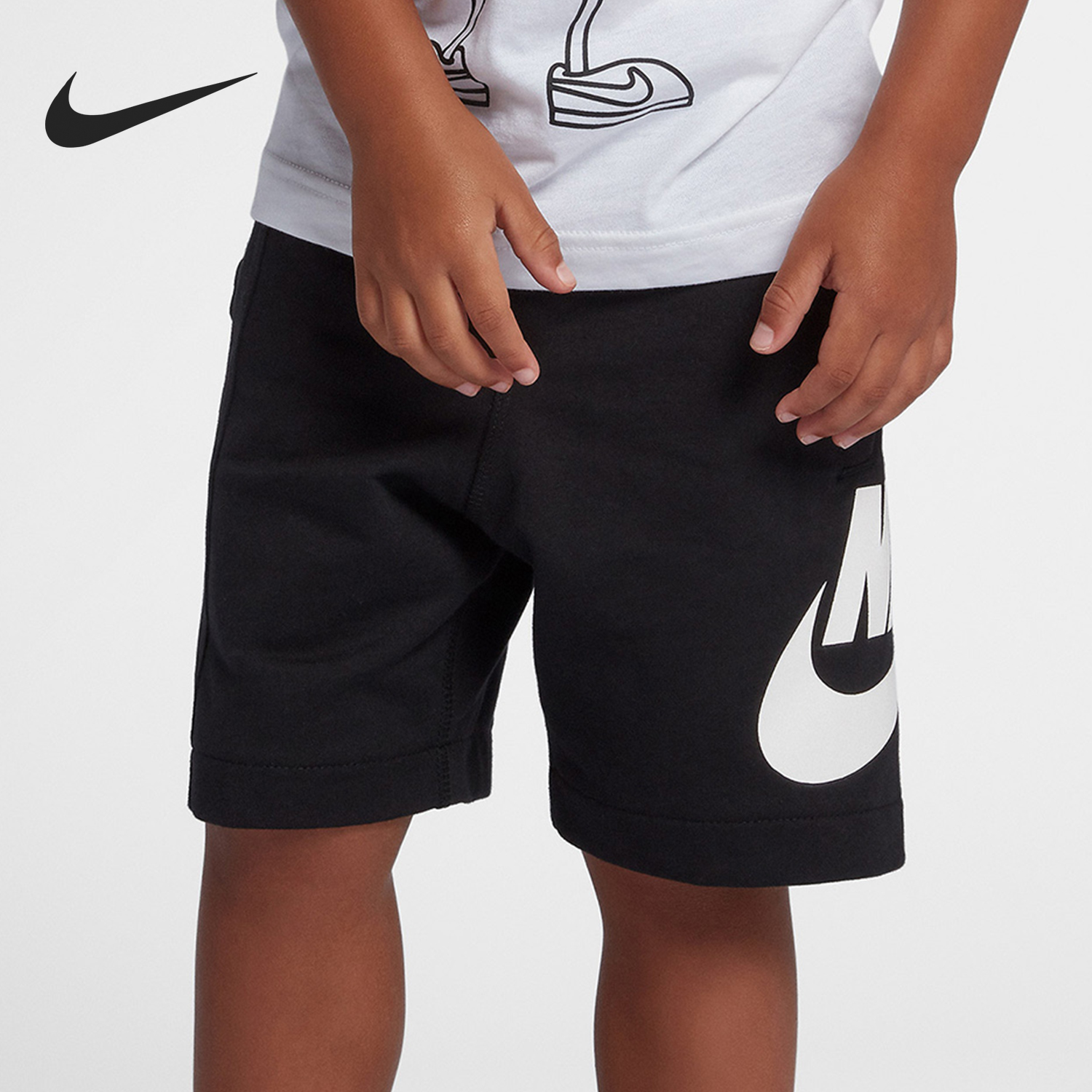 Nike/耐克正品夏季小童复古运动logo印花直筒短裤HA5017-023