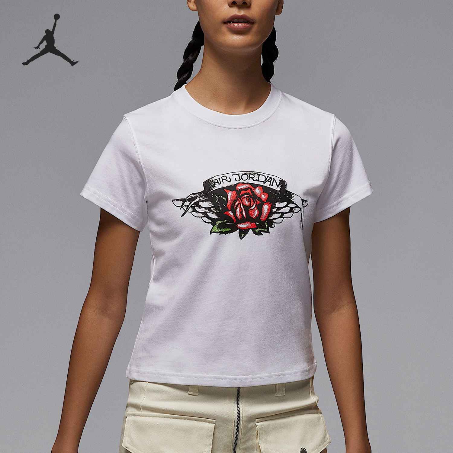 Nike/耐克正品Jordan女士印花圆领运动经典透气短袖HV0219-100