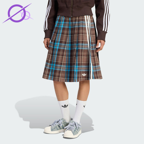 Adidas/阿迪达斯正品三叶草女士休闲格纹日常透气半身裙KW4529