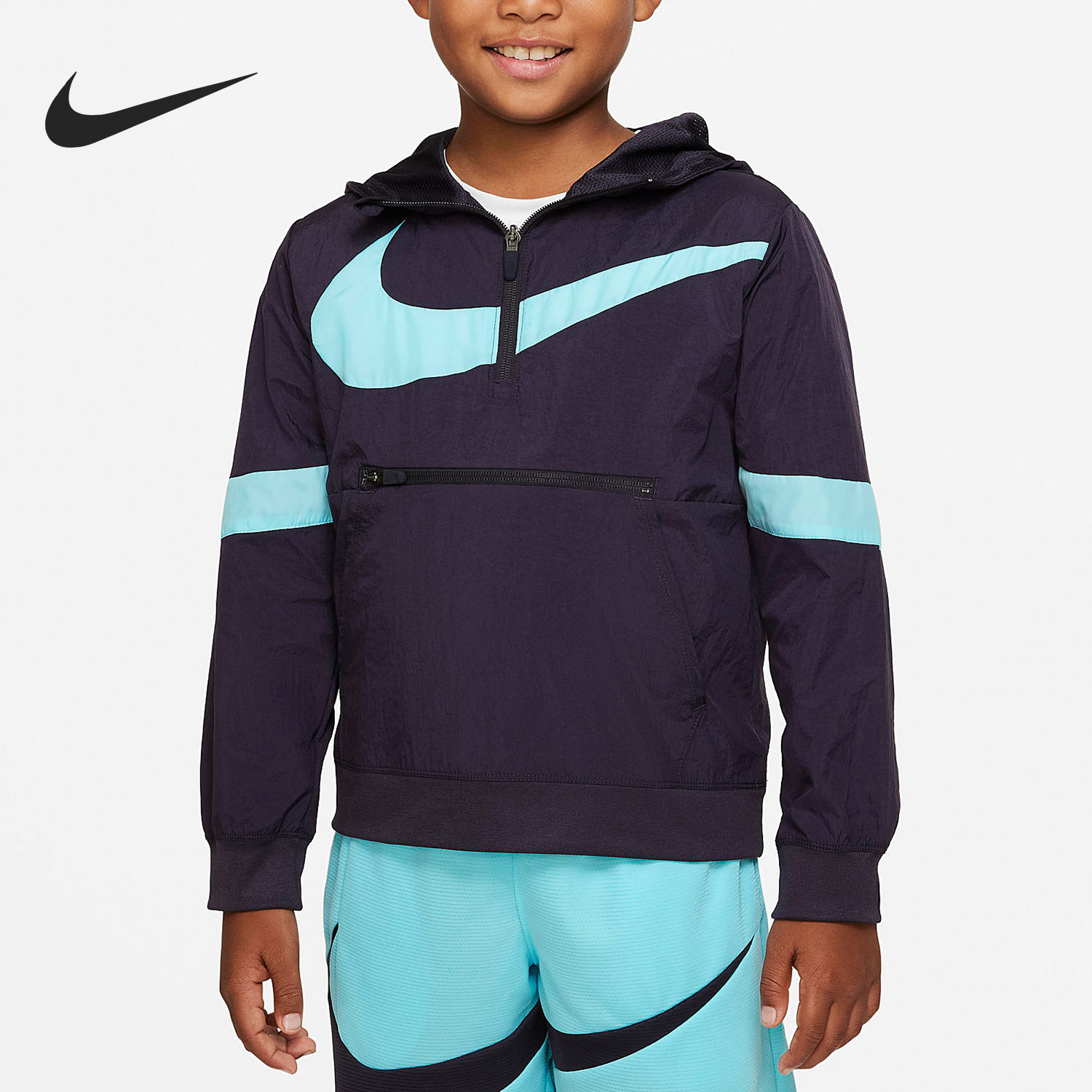 Nike/耐克正品运动大童时尚连帽防风套头宽松卫衣 DJ5727-540