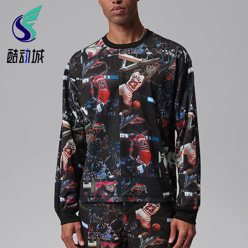 Nike/耐克正品Jordan男士印花针织宽松透气长袖T恤IF1831-010