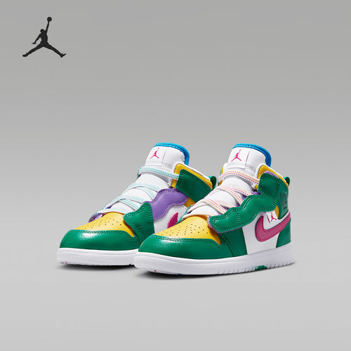 Nike/耐克正品 Jordan 1 Mid 大童魔术贴运动鞋 DX1704-140