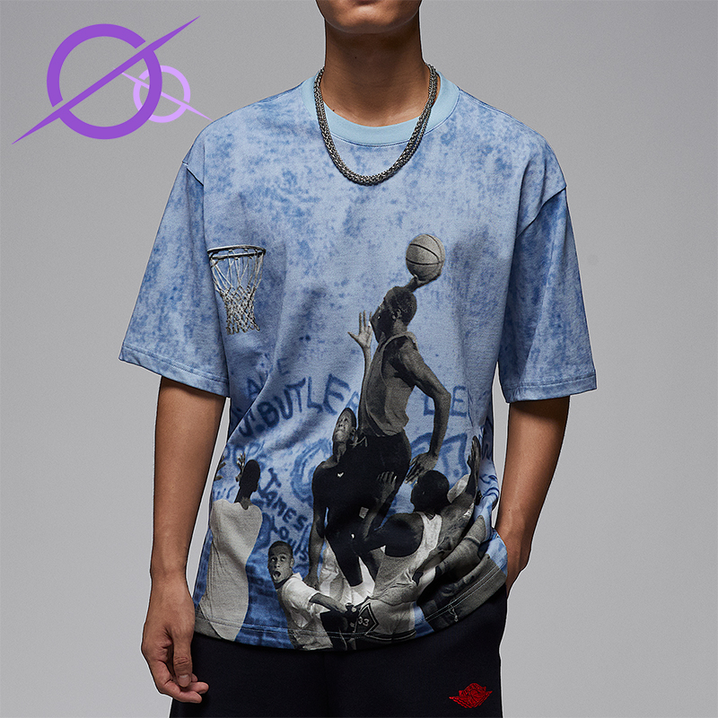 Nike/耐克正品JORDAN男士运动图案时尚针织透气短袖HJ2363-427